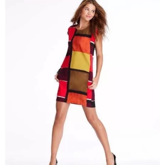 LOFT Dresses & Skirts - LOFT Color Block Dress Sleeveless Shift Casual Career Party Size 2P‎